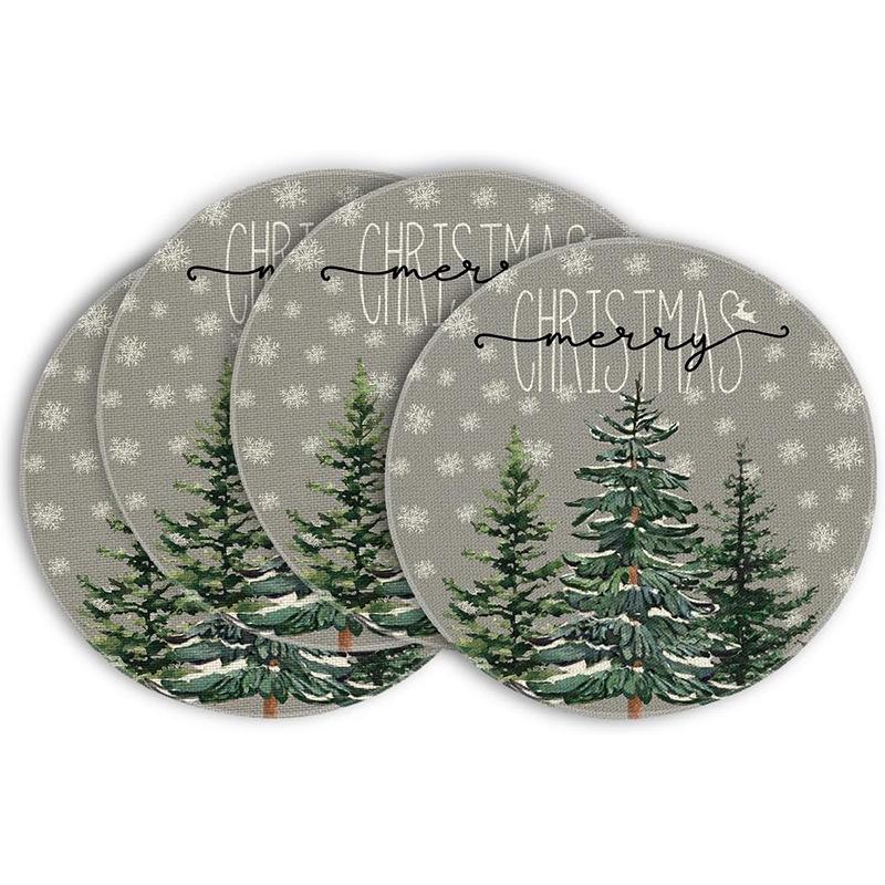 Festive Style Christmas Round Placemats - 4-Piece Set for Holiday Table Decor