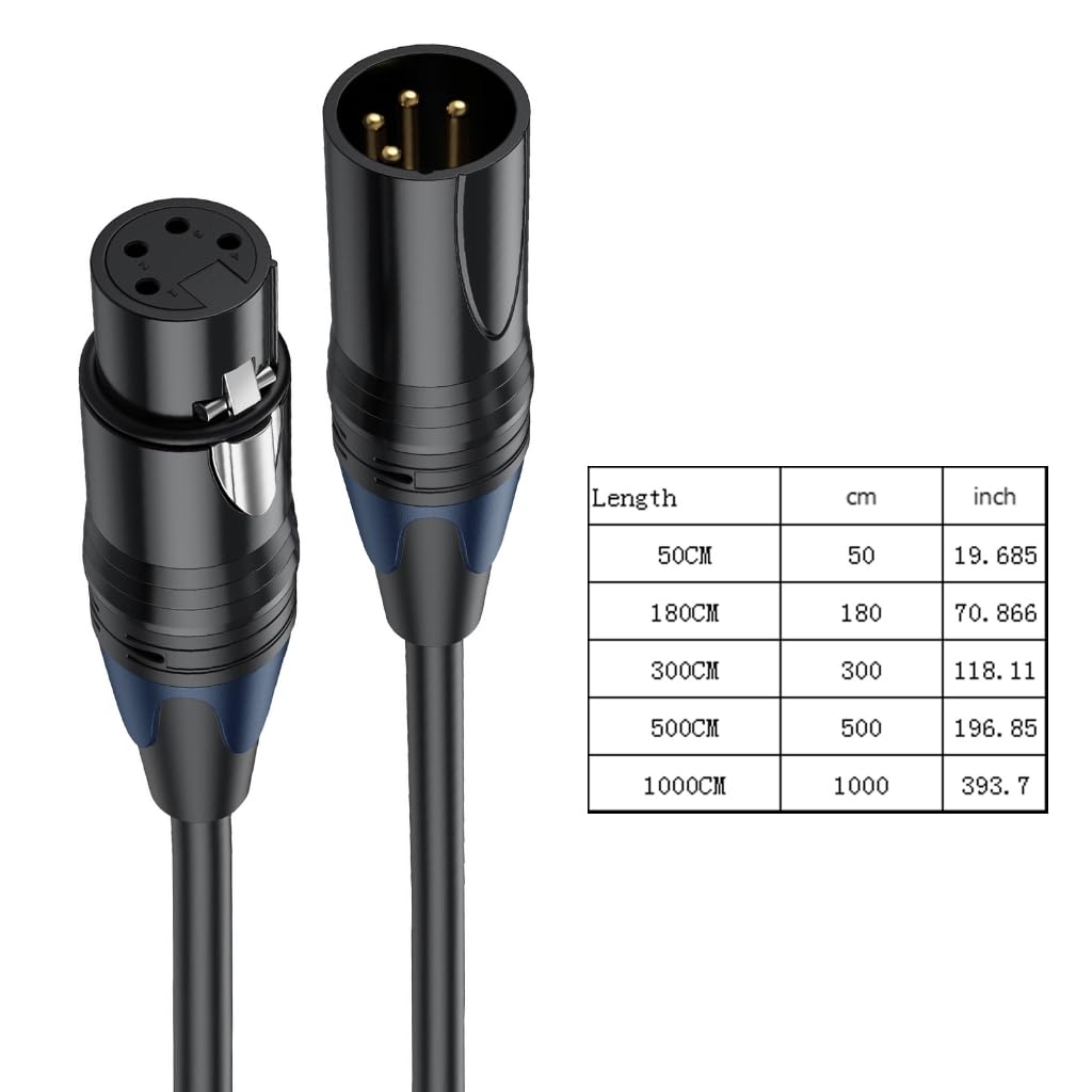 XAGMODSHN XLR4 Microphone Cable 4 Pin Male Female Extension Cord Studio Recorder Mixer LED Light