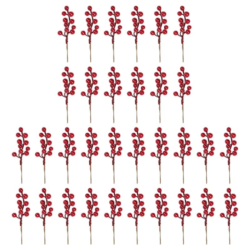 32Pcs Artificial Berries Stem for Christmas Tree Wreath Decorations DIY Crafts 1