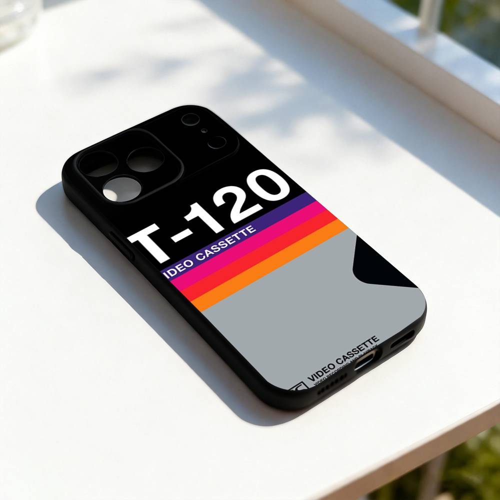 Retro V-VHS Video Cassette Phone Case For iPhone 11,12,13,14,15,16,17,Pro,Max,Plus,E,SE4,Air,Mini Black Soft Cover