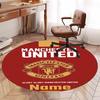 Custom Name Manchester United Printed Round Rug Carpet Chair Rug Area Rug Entryway Doormats,for Office Chair Living Room Bedroom Kitchen Room.
