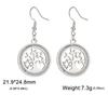 Tree of Life Women's Earrings Stainless Steel Gold Clear Zircon Round Pendant Dangle Earring Amulet Jewelry Gift