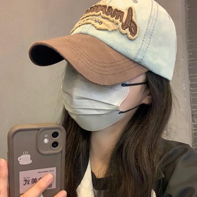 American Retro Denim Baseball Cap, Women's Big Head Circumference, Small Face, Enlarged and Deepened, Wide Brim, Peaked Cap, Old Trend
