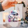 2D Flat Cat Car Rear View Mirror Charm Acrylic Cartoon Cat Christmas Tree Hanging Ornament Auto Interior Accessories for Window Wall Decor