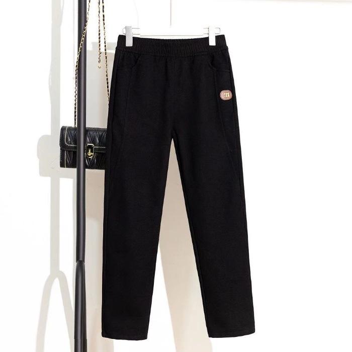 Women s Haren Pants High Waisted Casual Pants Autumn and Winter Women s Pants 4XL чёрный
