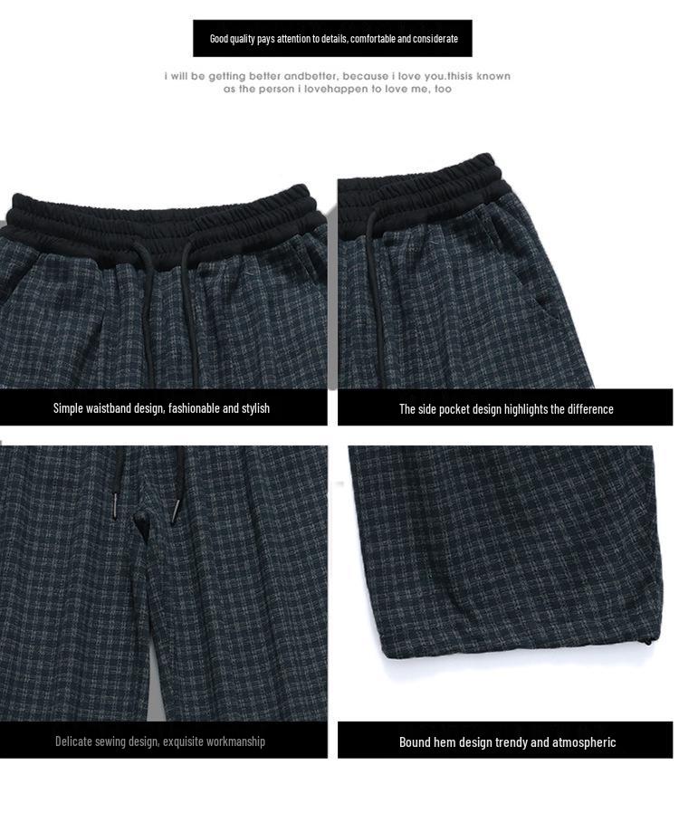 Girls' 2025 Winter Plaid Fleece-Lined Wide Leg Trousers - Warm, Thick, Casual Long Pants