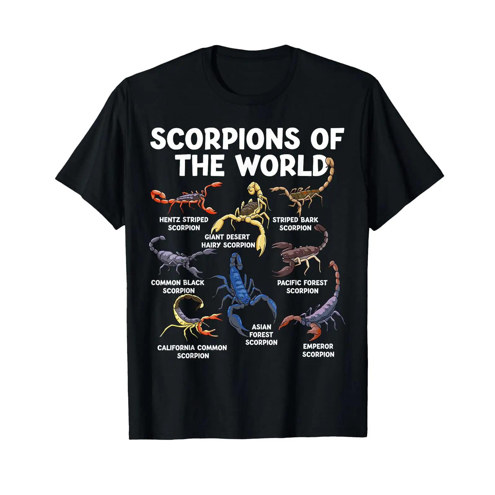 

Scorpions Of The World Kawaii Types Arachnid T Shirt black vintage Washed fashion Breathable Casual homme Versatile Stretched 5XL різнокольоровий