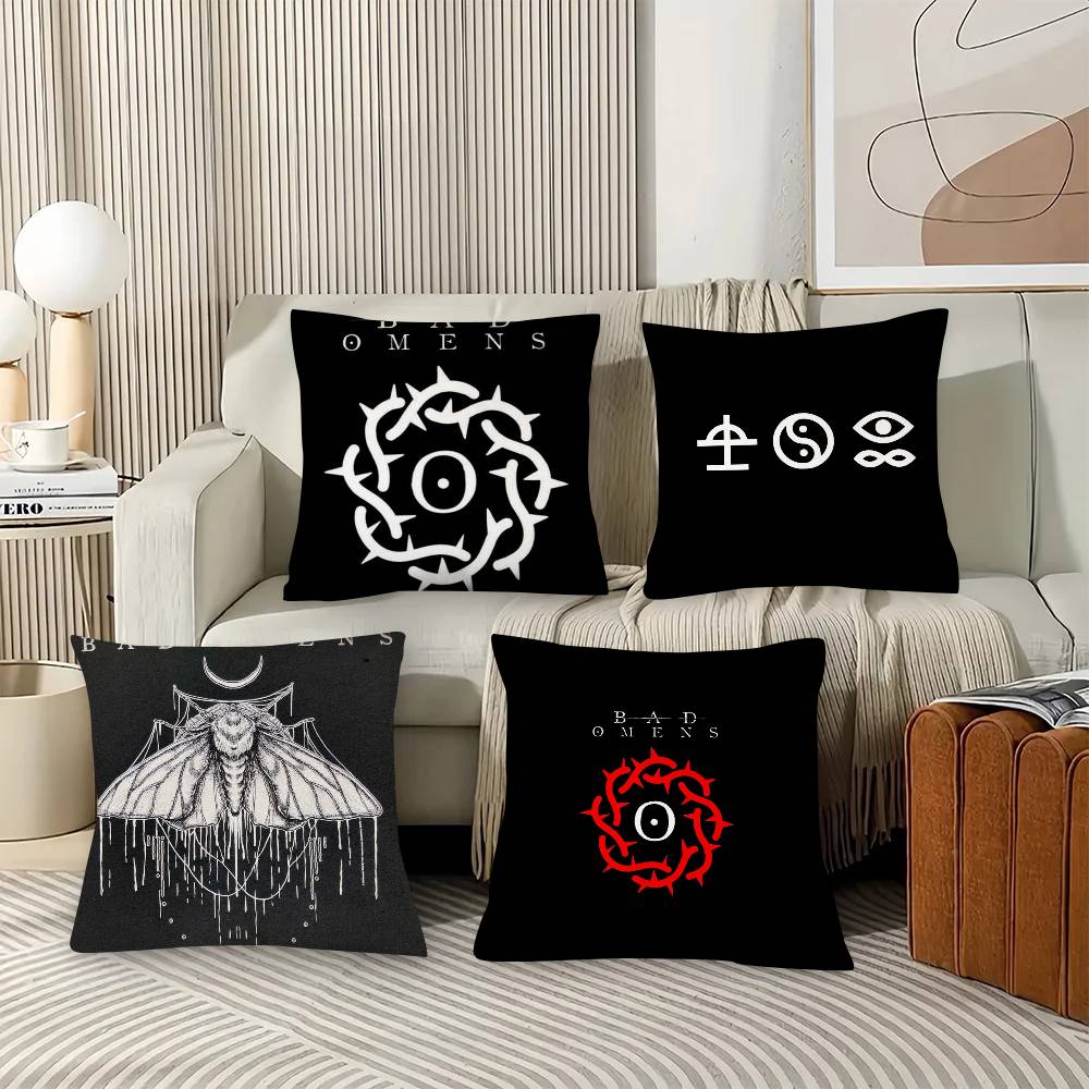 1Pc Rock Band B-Bad O-Omens Pillow Case Fashion Square Pillowcase Bedroom Sofa Room Ins Decoration Leisure