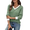 2025 Autumn and Winter New V-neck Loose Long-sleeved T-shirt Tops for Women