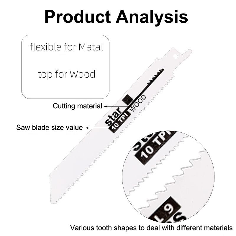 Universal Woodworking And Metal Cutting Reciprocating Saw Blade For Diy And Professional Use, Coarse And Fine Teeth