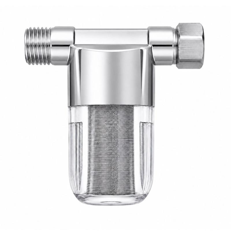Stainless Steel Water Pre Filter With Transparent Visible Body Washable Reusable Filter Element For Kitchen Whole House Use