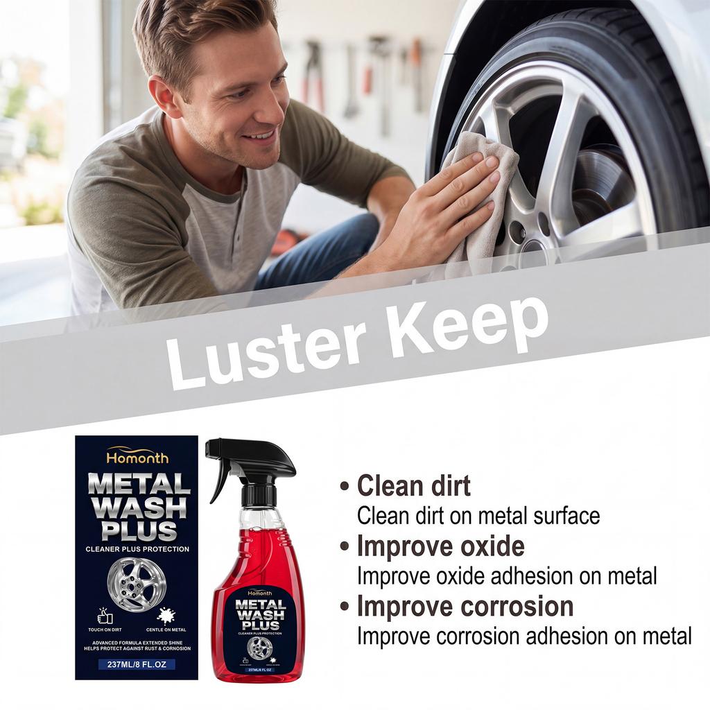 HOMONTH Heavy Duty Metal Cleaner 400ml Rust Remover Spray Wheel Cleaner, Gentle for Metal Paint Automotive Cleaner