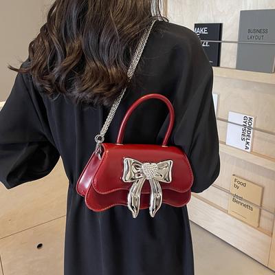 Fashion Women's Bag  New  Simple Casual Single Shoulder Small Bag Luxury Designer Diamond Bow Handbags for Party