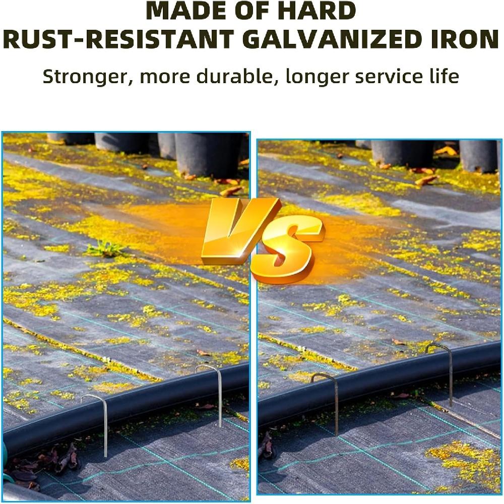 50 Garten-U-förmige Bodennägel, dick, 2,5 mm breit, 4 cm lang, 10 cm große U-förmige Bodennägel