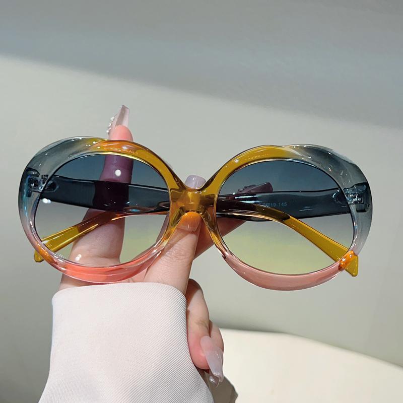 Oversized Round Sunglasses  Fashion Gradient Multicolor Outdoor Shades Trendy Brand Design Beach Holiday Sun Glasses