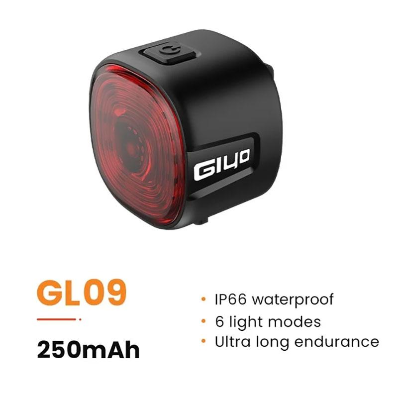 

GIYO Bicycle Intelligent Brake Tail Light IP66 Waterproof 6 Light Modes High Brightness Bike Rear Lamp LED Taillight USB Charge