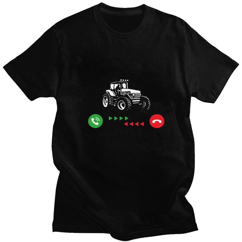 Mein Traktor Ruft T-Shirts Reine Baumwolle Kurzarm Lustiges Landwirt Fahrer T-Shirt Locker Übergröße Sommer Stil Kleidung