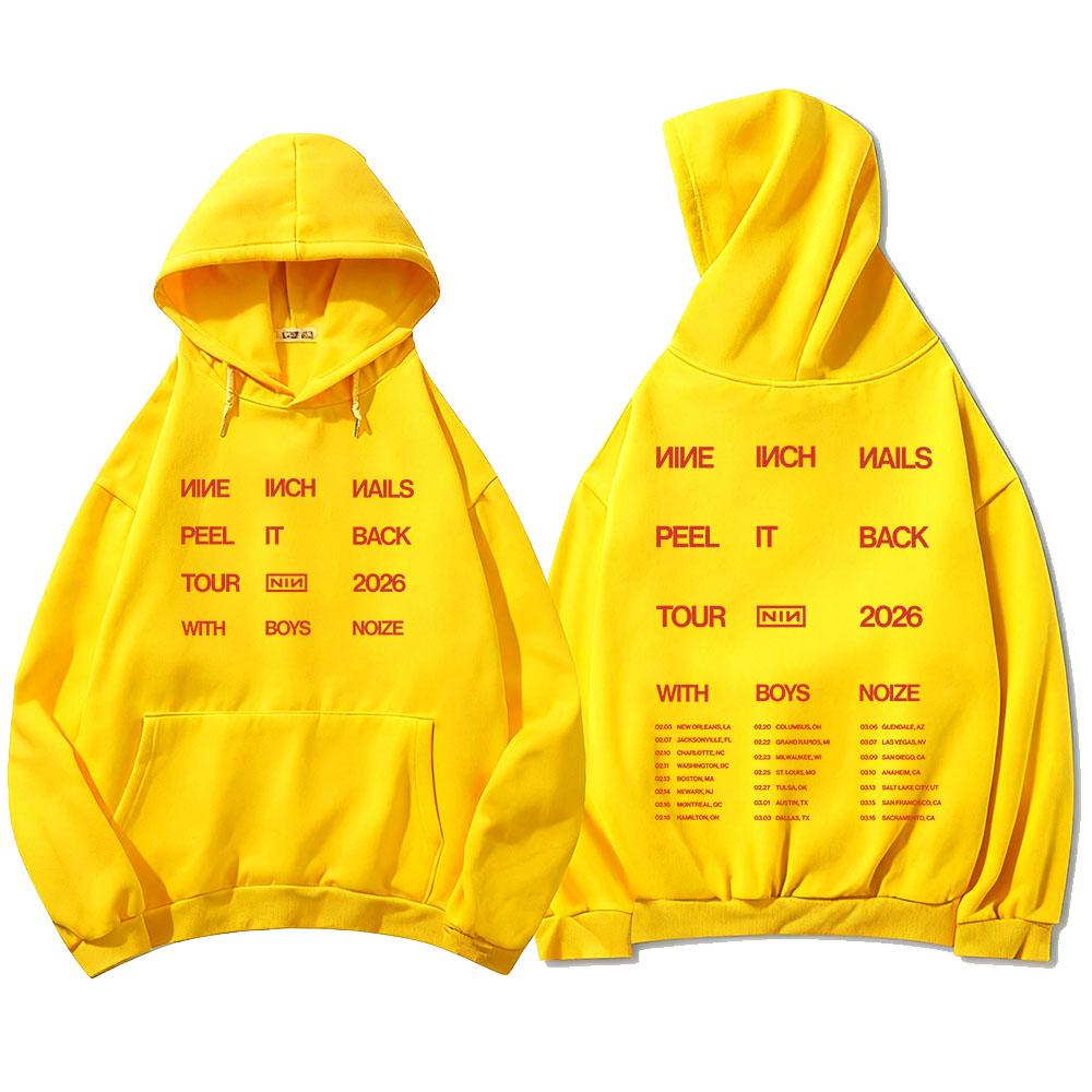 Nine Inch Nails Peel It Back 2026 Tour Hoodies NIN Rock Band Graphic Print Sweatshirts Long Sleeve Winter Hooded Pullovers