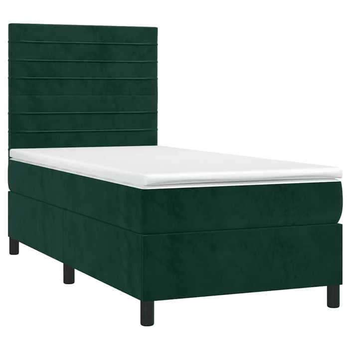 Maison Exclusive - Sommier à lattes de lit avec matelas LED Vert foncé 100x200 cm