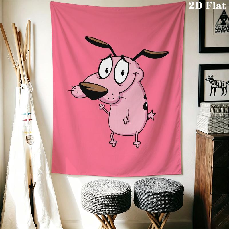 Courage the Cowardly Dog Wall Tapestry Aesthetic Wall Hanging Printed Fabric Blanket Decorative Tapestries for Bedroom Living Room Home Decor
