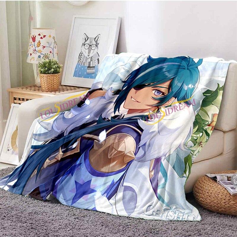 Fashion Genshin  Blanket Flannel Four Seasons Quilt Anime Breathable Super Warm Throw Blankets for Bedding Travel Bedding  Gifts