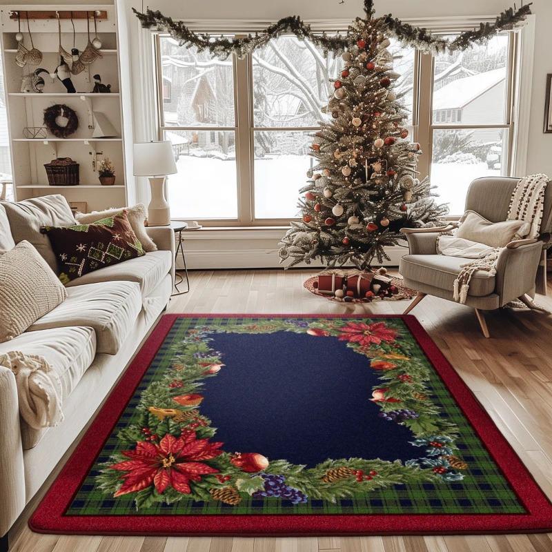 

Christmas Home Decor Rug Festive All-Over Washable Carpet for Living Room Bedroom Floor Soft Party Mat Dirt Resistant Xmas 40X60CM