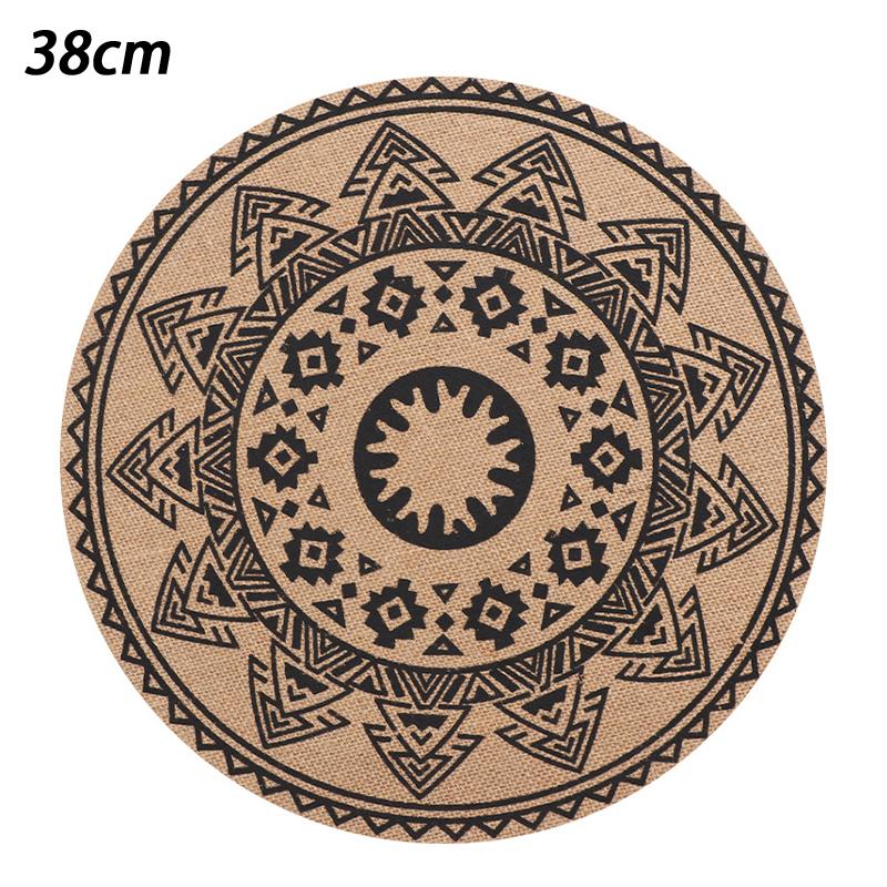 Boho Mandala Round Placemats Heat-Resistant Linen-Cotton Table Mats Washable Non-Slip Dining Decor