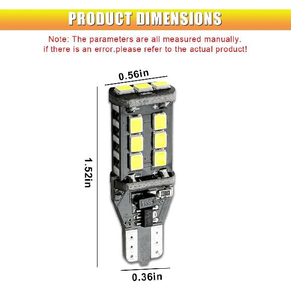 Car T15 LED Backup Reverse Light, 12V 6500K 5W High Bright Brake LED Bulb, 912 921 W16W Decoding Lights with 3030SMD Chip, Reverse Light Bulb