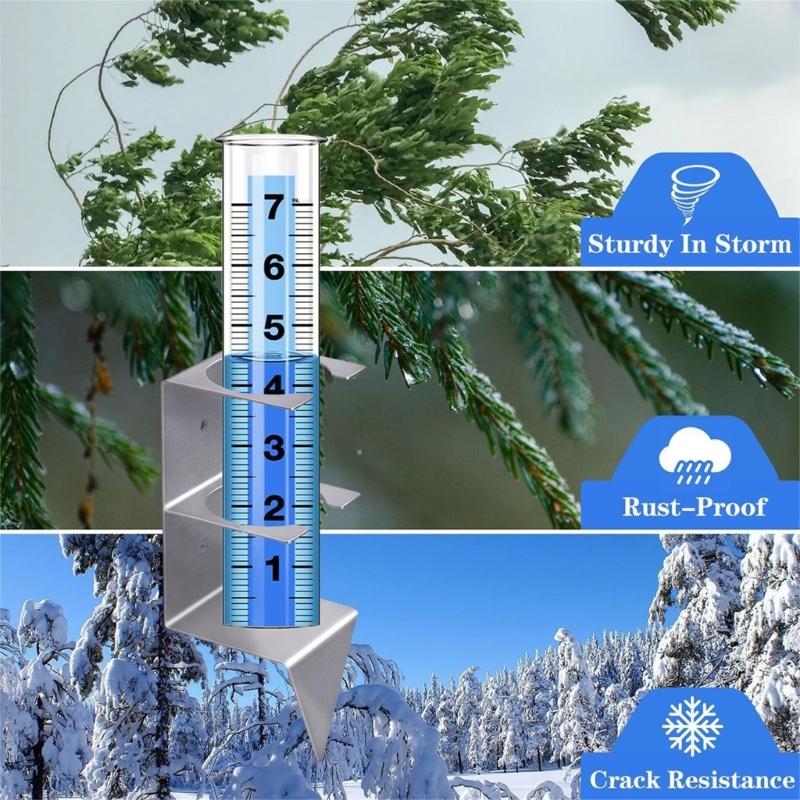 strong  Plastic Rain Gauges Replacement Tubes with Support Upgrades for Outdoor Garden Agriculture Meteorological Use