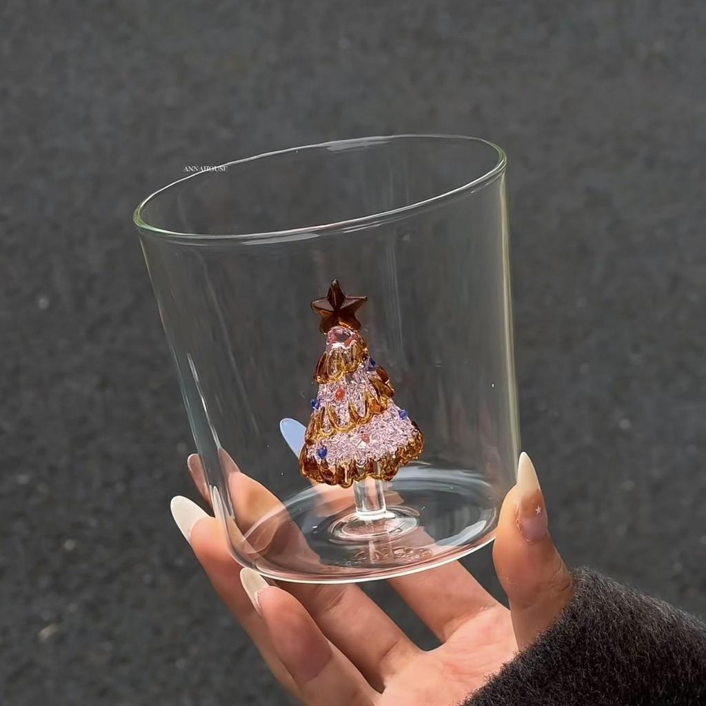 Tazza da Latte in Vetro Creativa 3D Albero di Natale Resistente al Calore