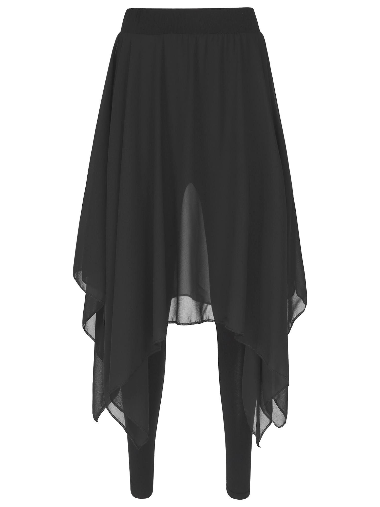

Женская балетная юбка для танцев с асимметричным подолом, прозрачный шифоновый накладной элемент, эластичная талия, леггинсы, юбка-брюки XXL чёрный