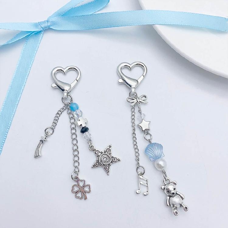 Sweet Star Heart Bead Charm Pendant Chain Phone Straps Pocket Keychain Strap