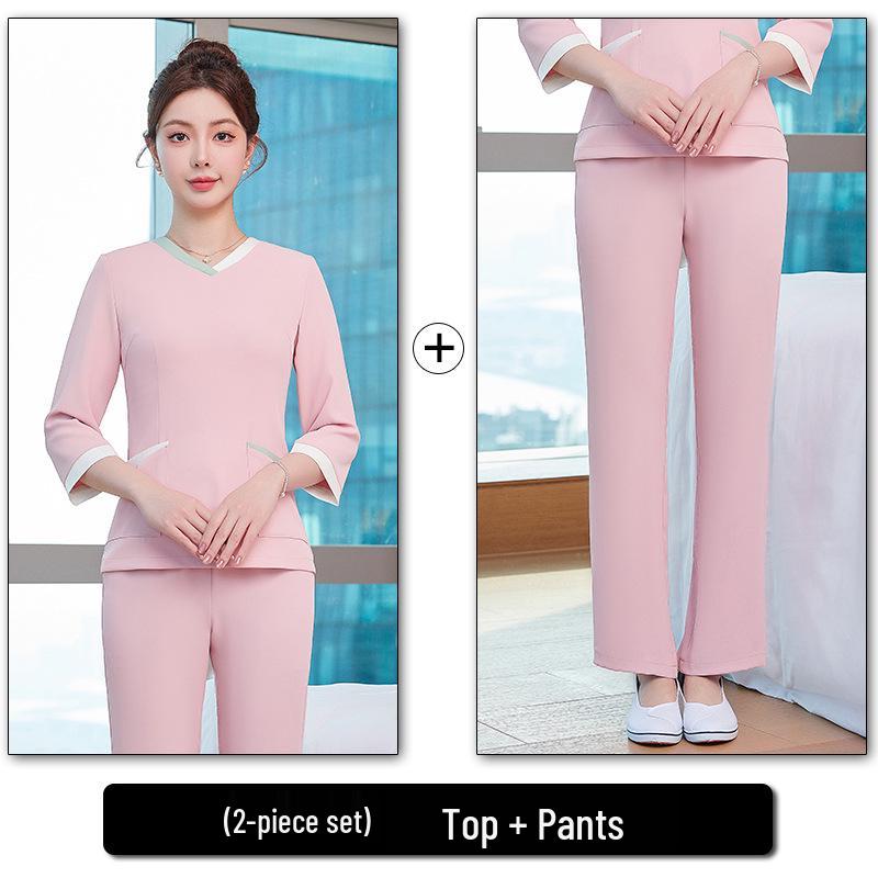 Women's Spring/Summer Thin Style Salon & Spa Uniform Set for Massage Technicians