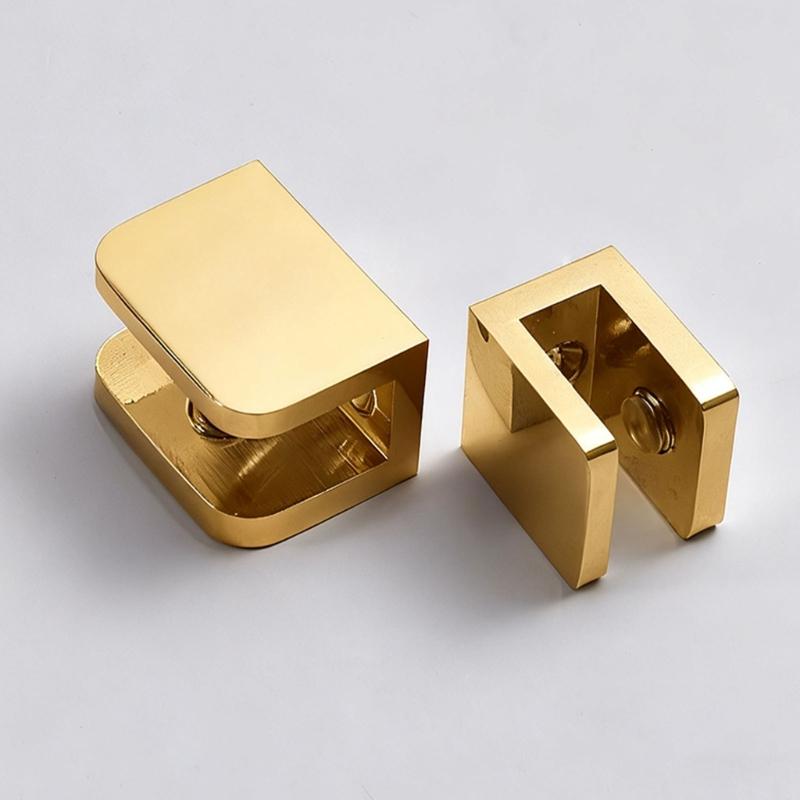 2pcs Adjustable Glass Shelf Clamps Sturdy Copper Holders For Wine Cabinet Shelves Secure Antislip Design
