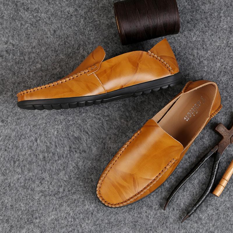 New Summer Mens Casual Leather Loafers Men Loafer Shoes Lightweight Sneakers Male Slip-On Driving Flats Big Size 38-47