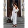European and American Ladies Dress Simple Women's Clothing Street Casual T-shirt Long Dress Inner Home Wear U-Collar