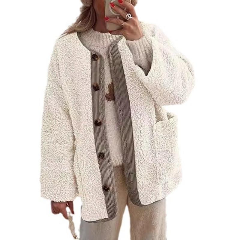 Women's Warm Winter Coats Casual Long Sleeve Button Up Fuzzy Sherpa Fleece Jackets Outerwear