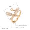 New Fashion Natural Zircon Butterfly Ring  Rose Gold Color Luxury Shiny Cocktail Party Opening Ring For Women Jewelry