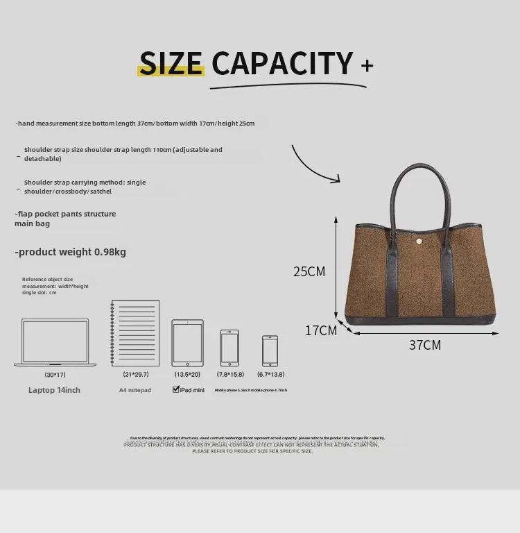 2025 Autumn/Winter Contrast Color Leather Handbag - Large Capacity Wool & Microfiber Shoulder/Crossbody Tote for Women