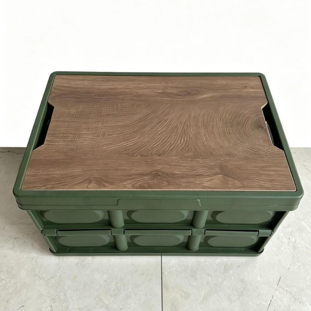 Portable Folding Picnic Basket with Wooden Top