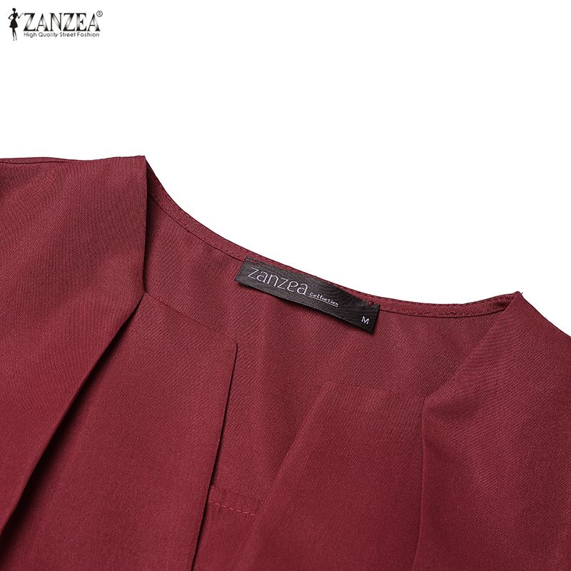 ZANZEA Women Elegant Casual Round Neck Short Sleeve A-line Dress