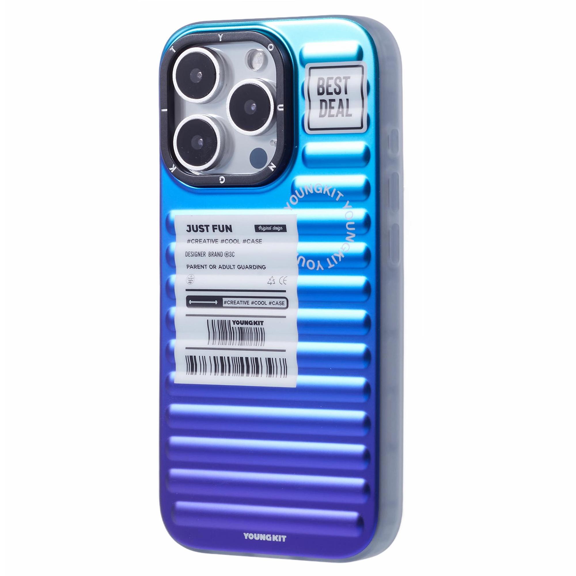 YOUNGKIT For iPhone 16 Pro Case Suitcase Style TPU + Aluminium Alloy Laser Gradient Phone Cover C