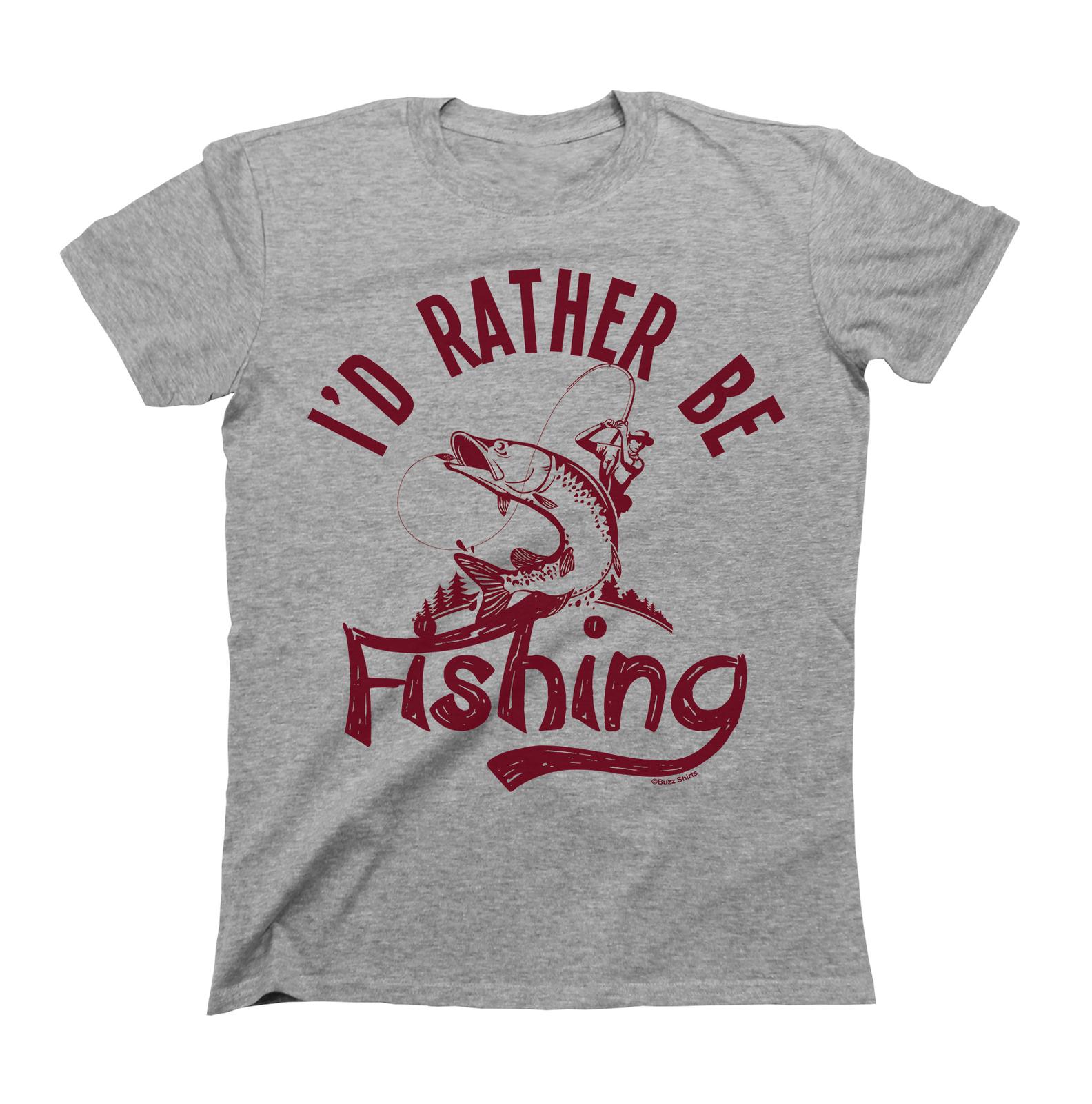 I`d Rather Be FISHING Cotton T-Shirt Mens Womens Tees Top Boys Girls Unisex Funny Gift M