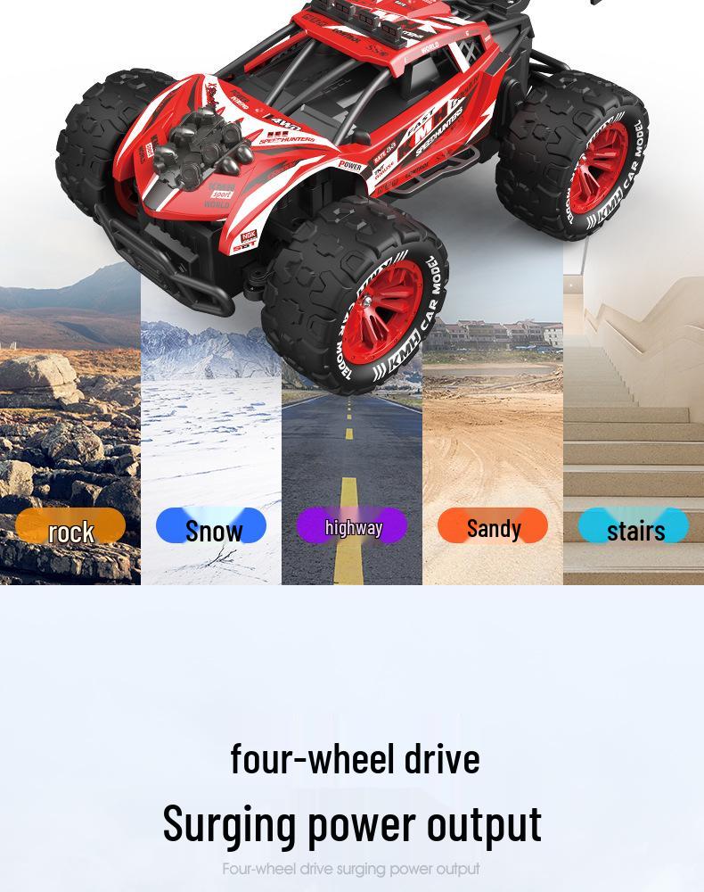 Mașină de teren de mare viteză cu telecomandă 2.4G cu spray Big Foot - Jucărie pentru copii