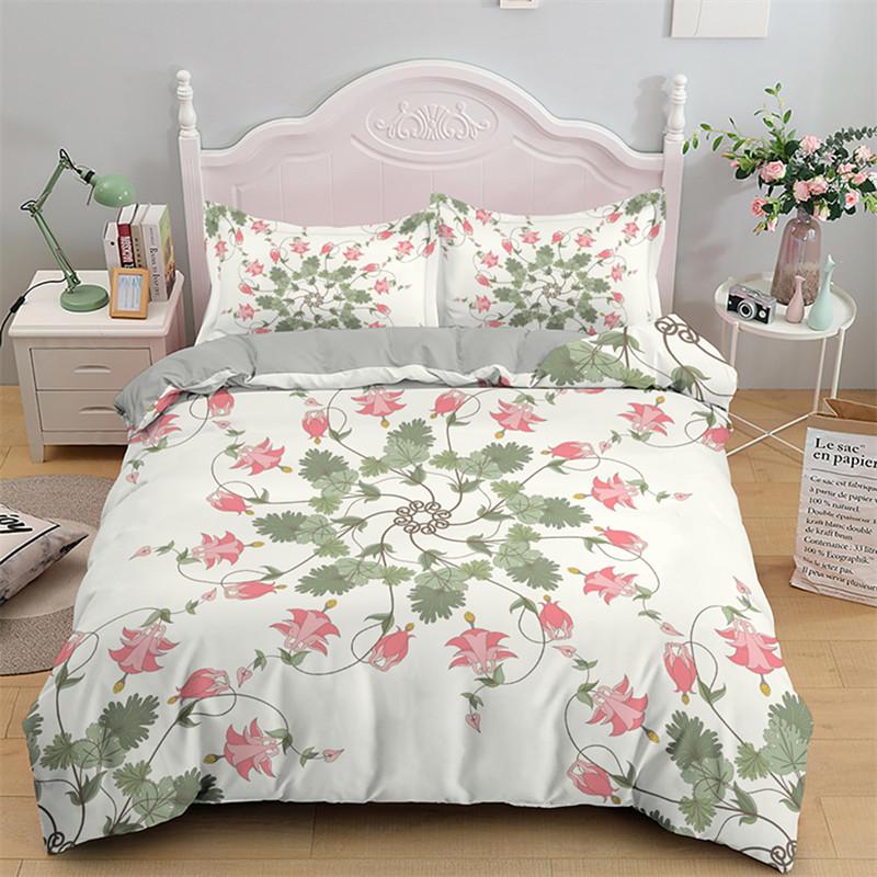 Botanical Leaves Floral Print Duvet Cover Queen King Size Bedding Set Soft Geometric Pattern Quilt Cover With 2 Pillowcases