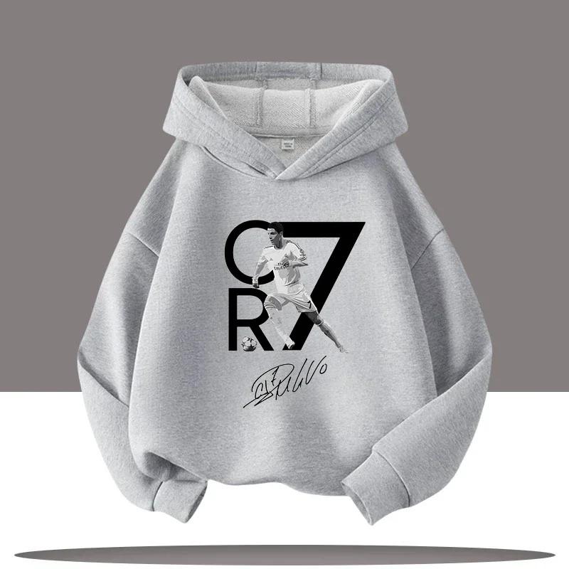 Haine noi de iarnă/toamnă Hanorac cu glugă pentru copii Ronaldo Tricou sport pentru băieți Imprimeu desen animat cu vedetă de fotbal Hanorace casual pentru copii
