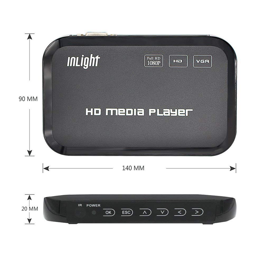 InLight Media Max Resolution SD Card and USB and Photo and Component TV Photo and Video Playback on Included HDMI Cable Player, 38402160p 30fps,
