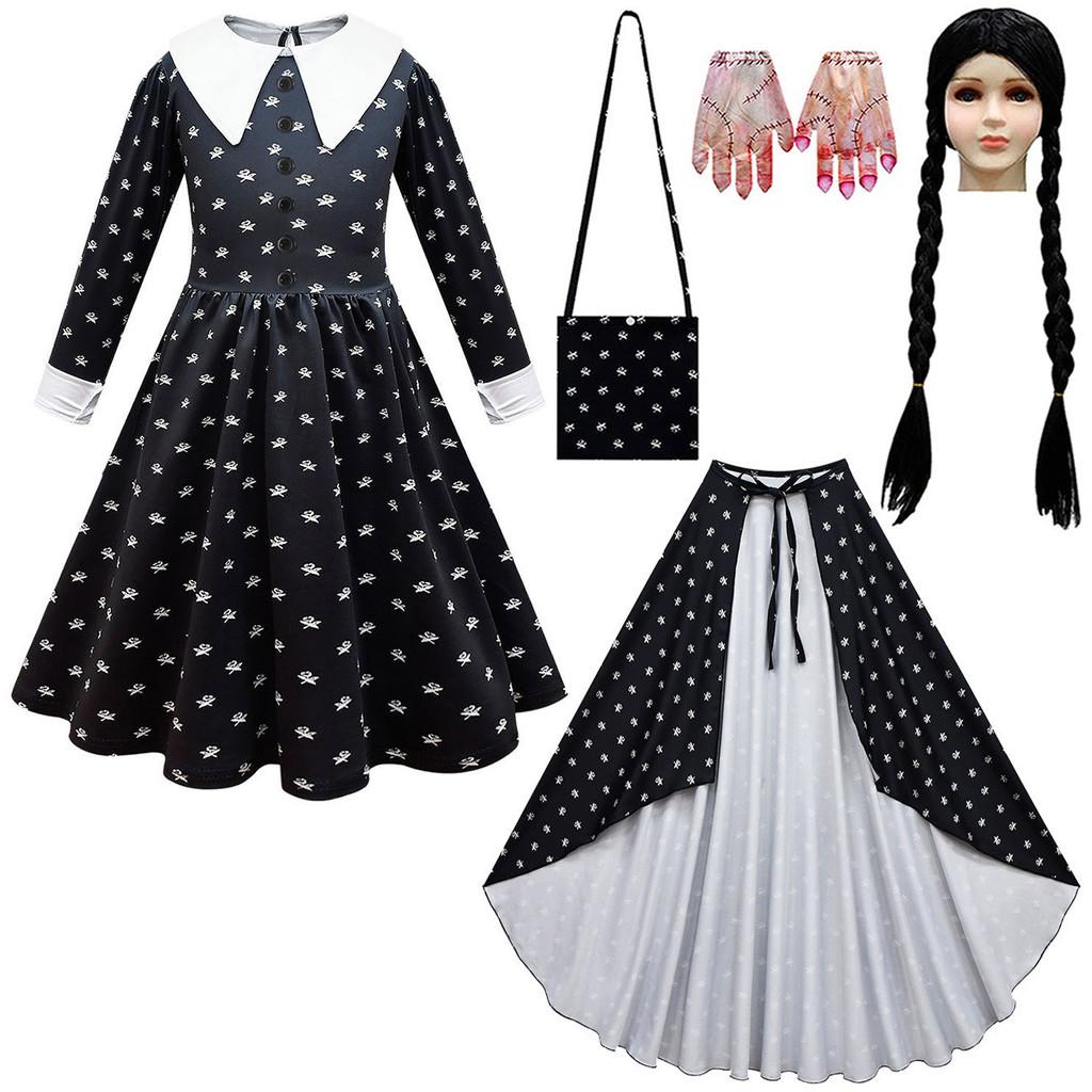 The Family Addams Cosplay Costumes For Halloween Party Dress Up