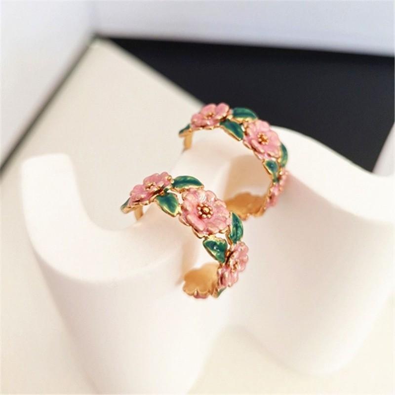 Pinkdudu Sweet Drip Glaze Flower Rose Zinc Alloy Earrings Simple Trendy Stud Earrings Women Jewelry PD2277