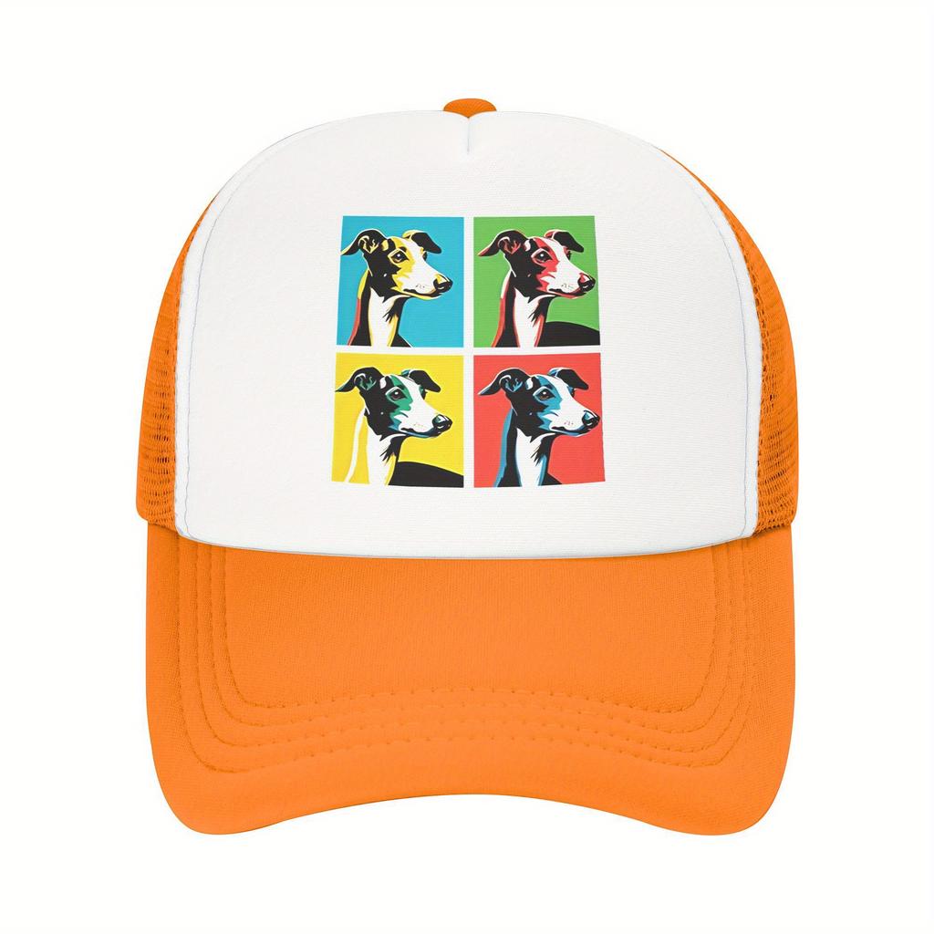 Italian Greyhound Pop Art Trucker Hat Breathable Mesh Adjustable Baseball Cap Casual Gift
